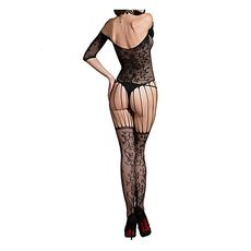 Bodystocking Noir Femmes Creux Sexy Lingerie Chemises de Nuit Siamois Bas Dentelle au meilleur prix au Maroc