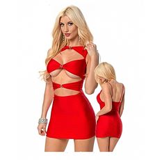 Merrysee Robe En Losange Lâche Avec Mini Robe Sexy - Rouge au meilleur prix au Maroc