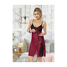 Laly bianca Chemise De Nuit + String - Rouge Foncé-Noir au meilleur prix au Maroc