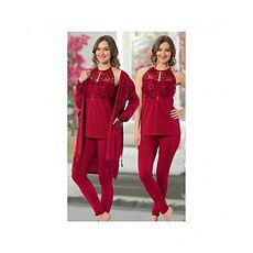 Jenika Pyjama de Nuit 3 pièce - Rouge au meilleur prix au Maroc