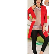 Jenika Pyjama de Nuit 3 pièce - Noir-Rouge-beige au meilleur prix au Maroc