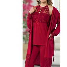 Jenika Pyjama de Nuit 3 pièce - Rouge au meilleur prix au Maroc