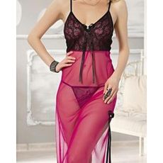 Laly bianca Chemise De Nuit + String - Rose Foncé-Noir au meilleur prix au Maroc