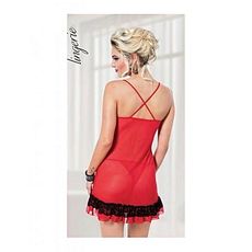 Ruselin Chemise De Nuit + String - Rouge au meilleur prix au Maroc