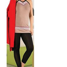 Jenika Pyjama de Nuit 3 pièce - Noir-Rouge-beige au meilleur prix au Maroc