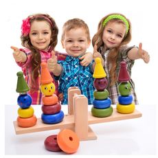 Blocs de forme géométrique en bois coloré au meilleur prix au Maroc