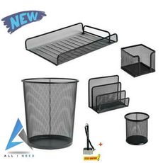 Ensemble de bureau 5 Pcs en mètal - Noir au meilleur prix au Maroc