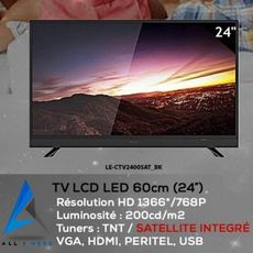 LEADER 24" LCD LED HD TNT  SATELLITE INTEGRE VGA HDMI PERITEL USB au meilleur prix au Maroc