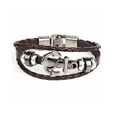 Diamant D'or Bracelet en Cuir et Tresse - Marron au meilleur prix au Maroc