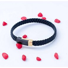 Diamant D'or Bracelet Élégance à Motif 100% Acier Cuir Noir-Doré + Boite Cadeau au meilleur prix au Maroc