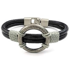 Diamant D'or Bracelet Rond en Cuir - Noir + Boite Cadeau au meilleur prix au Maroc