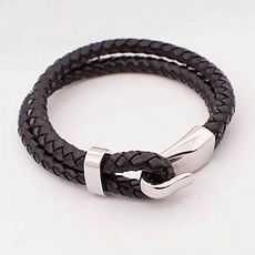 Diamant D'or Bracelet En Cuir Double Tresse A Motif En Acier Inoxydable  Noir Plus Boite Cadeau au meilleur prix au Maroc