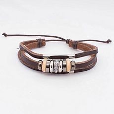 Diamant D'or Bracelet Los 100% Cuir Triple - Marron + Boite Cadeau au meilleur prix au Maroc