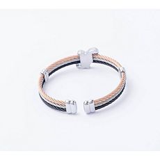 Bracelet Love Sertie Tricolore en Acier Inoxydable - Argenté + Boite Cadeau au meilleur prix au Maroc