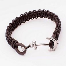 Rêve diamant Bracelet Marine Tressé en cuir 100% Acier - Marron + Boite Cadeau au meilleur prix au Maroc