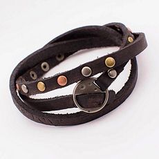 Diamant D'or Bracelet Peace & Love 100% Cuir - Noir au meilleur prix au Maroc