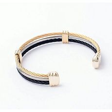 Diamant D'or Bracelet Câble 100% Acier Noir-Doré + Boite cadeau au meilleur prix au Maroc