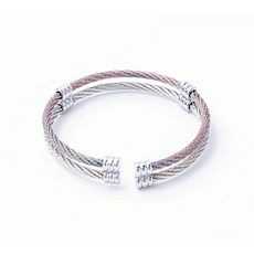 Diamant D'or Bracelet Câble double 100% Acier Multicolore + Boite cadeau au meilleur prix au Maroc