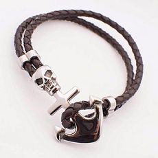 Rêve diamant Bracelet Ancre Marine en Cuir double Tresse Acier Inoxydable - Marron + Boite Cadeau au meilleur prix au Maroc