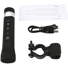 4 en 1 Torche multifonctionnelle Haut-parleur Bluetooth Portable Chargeur powerbank Lecteur MP3 Radio FM Microphone mains libres Lumière SOS - Noir au meilleur prix au Maroc