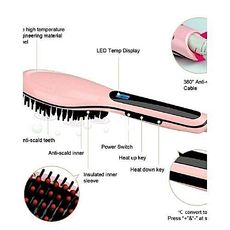 Brosse lissante Magique électrique - Rose au meilleur prix au Maroc