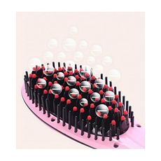 Brosse à Cheveux chauffante et lissante en ceramique - Rose au meilleur prix au Maroc