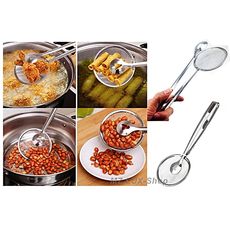 Ustensile de cuisine 2 en 1 Égouttoir d'Huile et pince facilite le ramassage des aliments frite steak et autres. au meilleur prix au Maroc