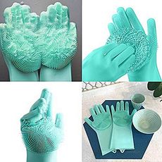GANTS DE NETTOYAGE MULTI-USAGES de Qualite- gants pour vaisselle, evier, salle de bain et voiture-Couleur Vert aigue marine au meilleur prix au Maroc