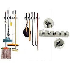Support de rangement mural pour balais, et autre outils a 5 Compartiments + 6 Crochets au meilleur prix au Maroc