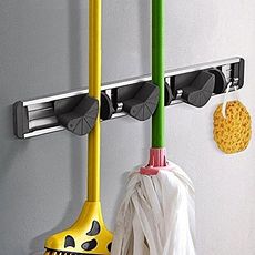 Support mural et organiseur pour balais vadrouilles et autre- 3 supports + 2 crochets - Aluminium / MZ.LUX au meilleur prix au Maroc