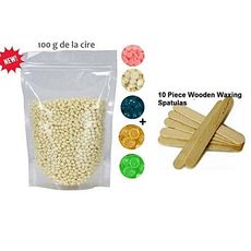 Cire de film chaud en granules pour l'epilation 100g +10 spatules en bois MZ.LUX au meilleur prix au Maroc