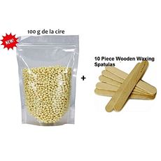 Cire de film chaud en granules pour l'epilation - 100g + 10 spatules en bois au meilleur prix au Maroc
