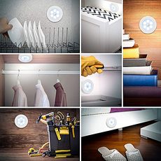 Lampe Detecteur de mouvement Alimente par batterie, Eclairages de nuit a LED, Parfait pour escalier, couloir, Salle de bain, Chambre a coucher, Cuisine, Armoire au meilleur prix au Maroc
