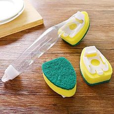 Brosse de Cuisine avec eponge avec poignee de distributeur de savon liquide avec 3 brosse rechargeable au meilleur prix au Maroc