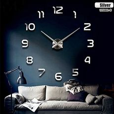 DIY Grande Horloge Murale Design 3D 1,20m - Silver MZ.LUX au meilleur prix au Maroc