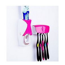Distributeur Automatique Dentifrice avec Porte Brosse a Dent Colle design elegant-Rose au meilleur prix au Maroc