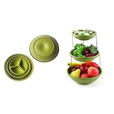 Ensemble de Bol de service a 3 niveaux s'ouvre avec une torsion pour utilisation a l'exterieur comme a l'interieur de maison- Twist Fold MZ.LUX au meilleur prix au Maroc