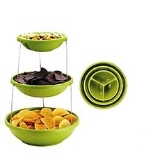 Ensemble de Bol de service a 3 niveaux s'ouvre avec une torsion pour utilisation a l'exterieur comme a l'interieur de maison- Twist Fold MZ.LUX au meilleur prix au Maroc