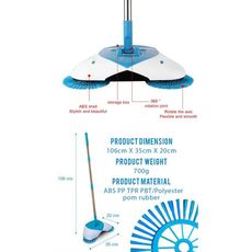 Hurricane Spin Broom: Balai à rotation Léger et Sans Fil ( sans électricité ) pour nettoyage carreaux et parquet - blanc & bleu au meilleur prix au Maroc