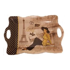 Grand Plateau festonné avec anses 46x31 cm made in italy au meilleur prix au Maroc