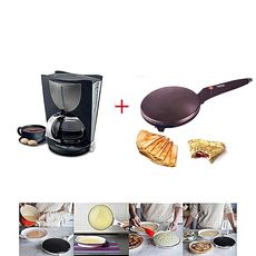 Pack Cafetière 12Cup plus Crêpière electrique magique Noir au meilleur prix au Maroc