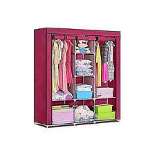 Armoire penderie bordeaux en tissu - Garde robe 3 portes et fermeture Zip au meilleur prix au Maroc