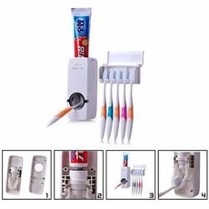 PACK 2 Distributeur Automatique Dentifrice avec Porte Brosse à Dent Collé au meilleur prix au Maroc