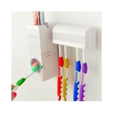 Distributeur Dentifrice automatique Dentifrice + Porte brosse à dent collé mur au meilleur prix au Maroc