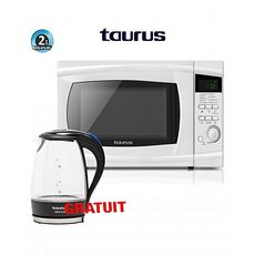 TAURUS MICRO ONDE INSTANT TRONIC 20L GRIL BLANC + BOUILLOIRE AROA GLASS 1.7L EN VERRE CRISTAL au meilleur prix au Maroc