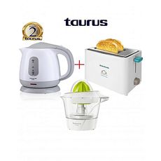 TAURUS PACK PETIT DEJEUNER TOASTEUR PLANET II + PRESSE ORANGE TC500 + BOUILLOIRE LUNA au meilleur prix au Maroc