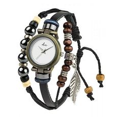 Montre Bracelet Luna Hippie Chic - Marron et Noir au meilleur prix au Maroc