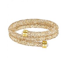 Bracelet-jonc double Cristal - Doré au meilleur prix au Maroc