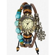 Montre Bracelet Bazaar Hippie Chic - Marron et Turquoise au meilleur prix au Maroc