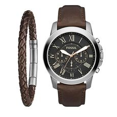 Coffret Montre Grant Chronographe + Bracelet en cuir tressé - Marron au meilleur prix au Maroc